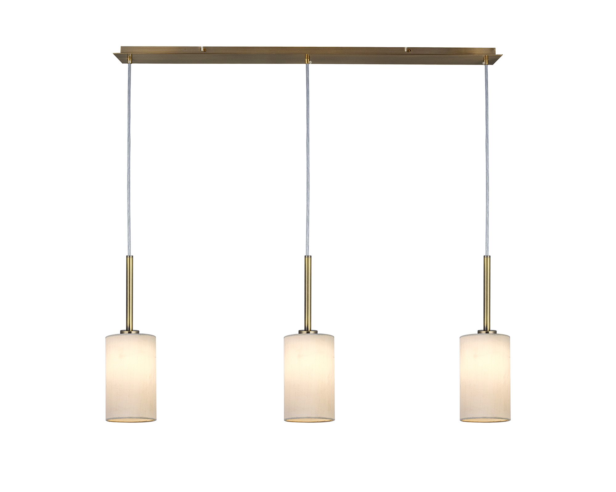 DK0775  Baymont 12cm Shade 3 Light Pendant Antique Brass, White
